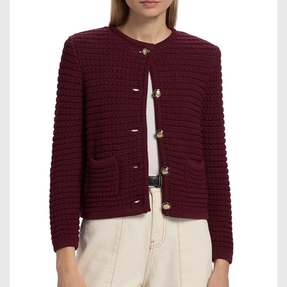 NEW Ba&sh Gaspard Cardigan Sweater - Bordeaux  - medium - New With Tags - Picture 1 of 7